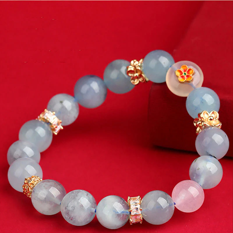 Buddha Stones Five Elements Various Agate Crystal Green Phantom Rutilated Quartz Green Grape Agate Malachite Luck Bracelet