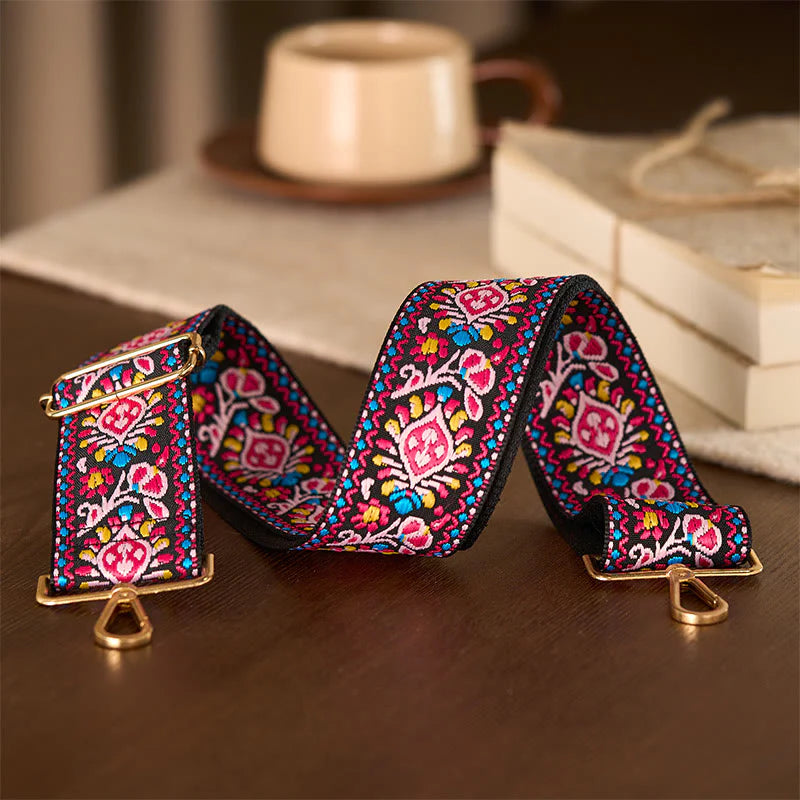 Buddha Stones Bohemian Flower Geometric Stripes Embroidery Adjustable Handbags Crossbody Shoulder Bag Purse Straps Replacement