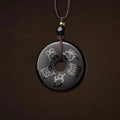 Buddha Stones Black Obsidian Taoism Five Sacred Mountains Carved Strength Peace Buckle Necklace Pendant Key Chain Phone Hanging Decoration