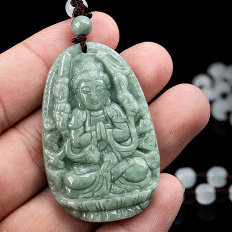 Buddha Stones Chinese Zodiac Natal Buddha Natural Jade Wealth Prosperity Necklace Pendant (Extra 30% Off | USE CODE: FS30)