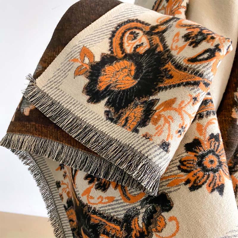 Buddha Stones Fall Cashew Flower Vines Pattern Warm Cozy Scarf Shawl