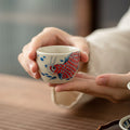Buddha Stones Koi Fish Arowana Peony Sunflower Ceramic Teacup Kung Fu Tea Cup 60ml