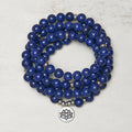 Buddha Stones 108 Beads Lazurite Lotus Symbol Charm Positive Mala