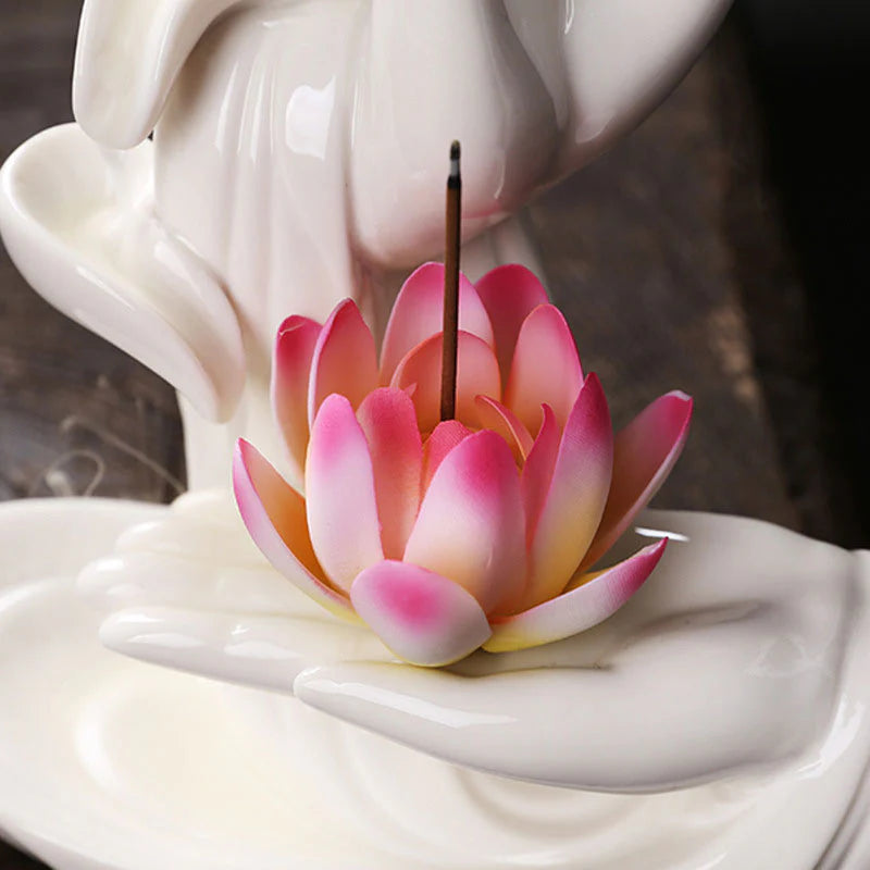 Buddha StonesTibetan Lotus Blessing Incense Burner Decoration (Extra 30% Off | USE CODE: FS30)