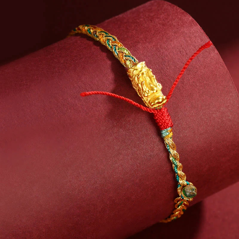 Buddha Stones Year of the Dragon Handmade Colorful Dragon Carved Success Braided Bracelet (Extra 35% Off | USE CODE: FS35)