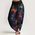Buddha Stones Cotton Dreamlike Butterfly Pattern Women's Elastic Waist Harem Pants