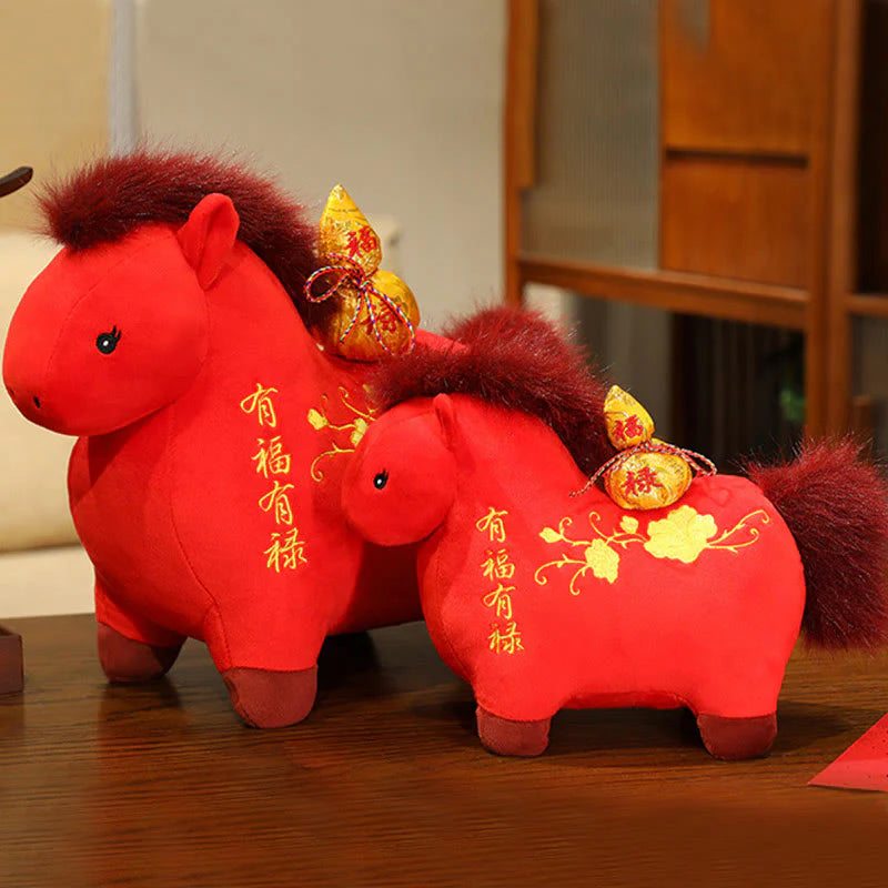 Buddha Stones Year Of The Horse Gourd Plush Doll Desk Fortune Prosperity Decoration