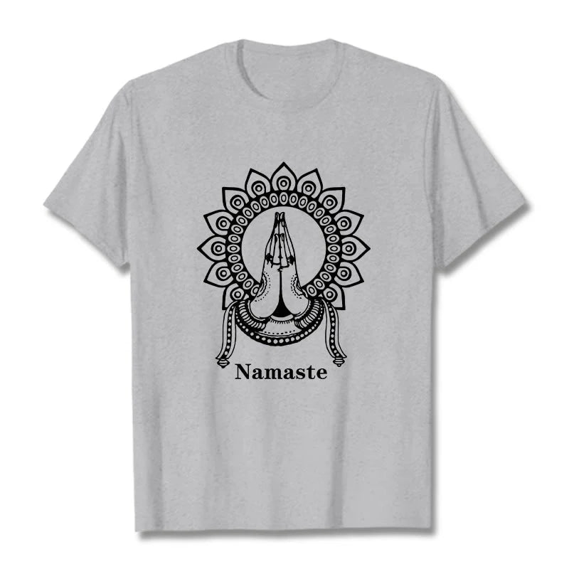 Buddha Stones Namaste Gesture Mandala Pattern Tee T-shirt