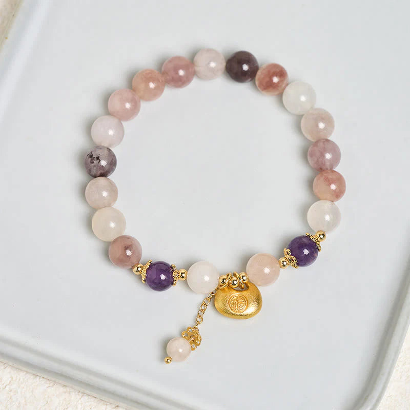 Buddha Stones Golden Silk Jade Fu Character Rabbit Ward Off Evil Spirits Bracelet