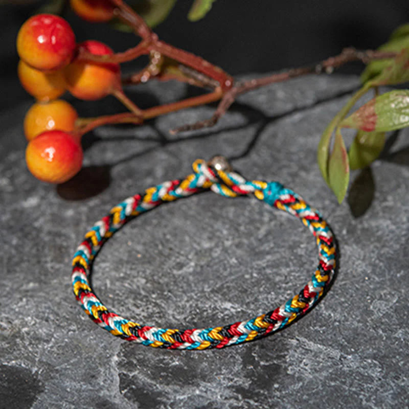 Buddha Stones Tibet Handmade Five Color Thread Protection Braid String Bracelet