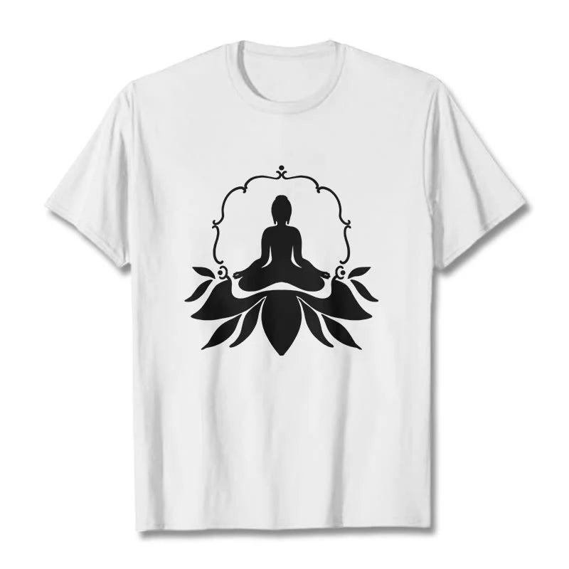Buddha Stones Meditating Buddha Seated on Grass Tee T-shirt