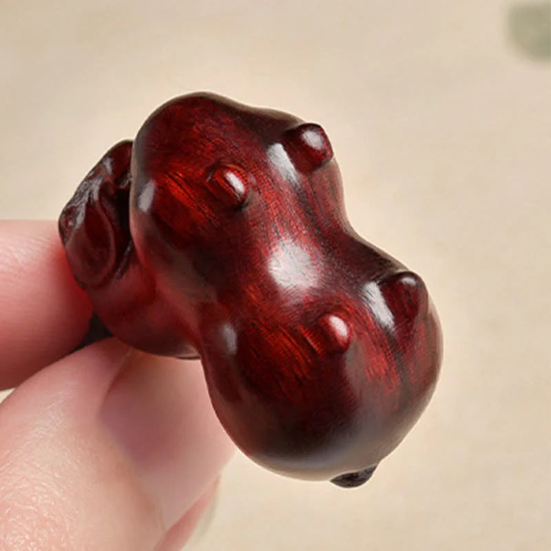 Buddha Stones Year Of The Horse Small Leaf Red Sandalwood Balance Key Chain