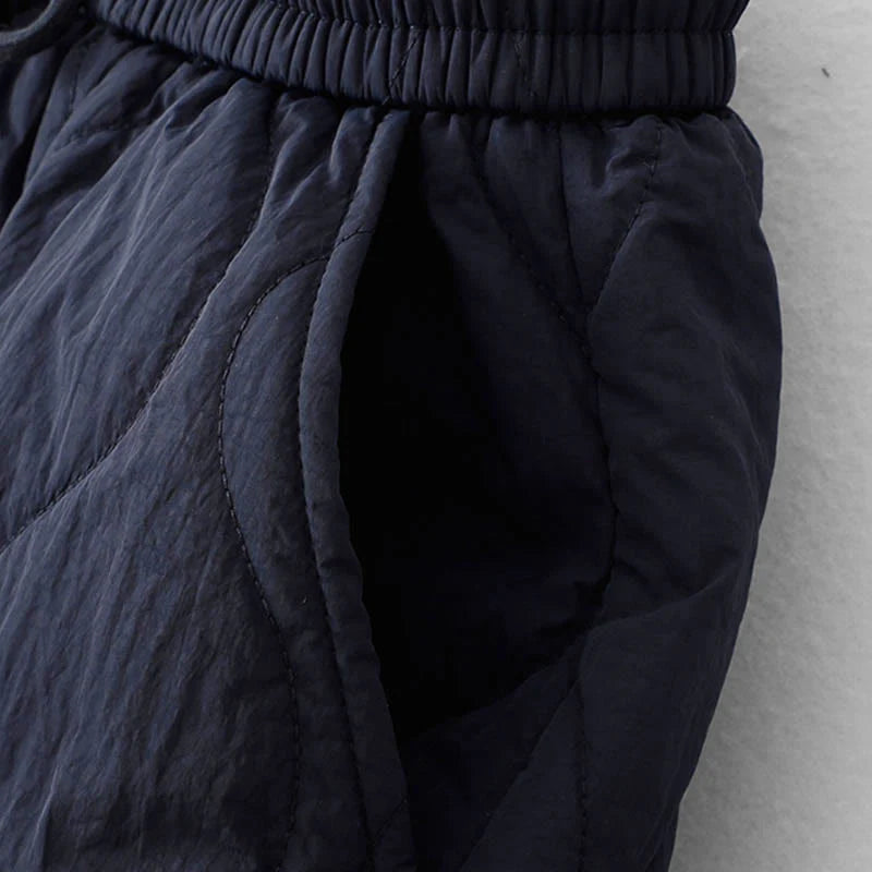 Buddha Stones Women's Plain Elastic Cuff Design Drawstring Thermal Thickened Pants With Pockets
