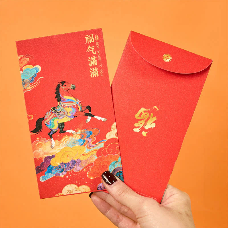 Buddha Stones Year Of The Horse 2026 New Year Blessings 6pcs Chinese Red Envelope