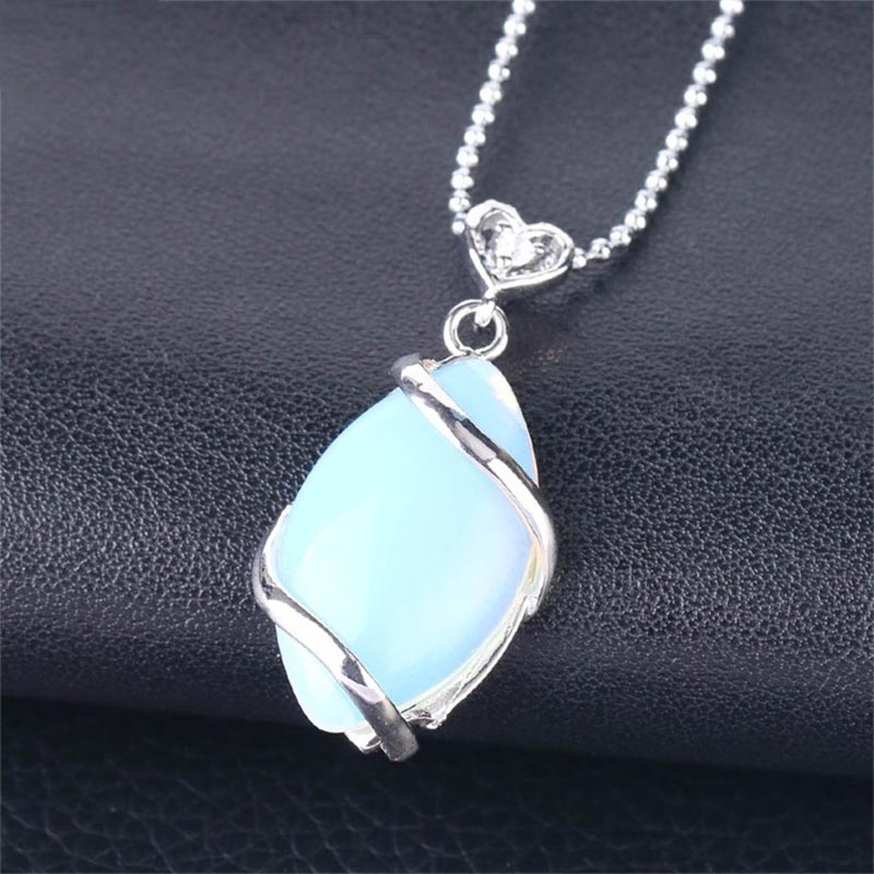 Buddha Stones Marquise Pattern Natural Crystal Stone Charm Necklace Pendant (Extra 35% Off | USE CODE: FS35)