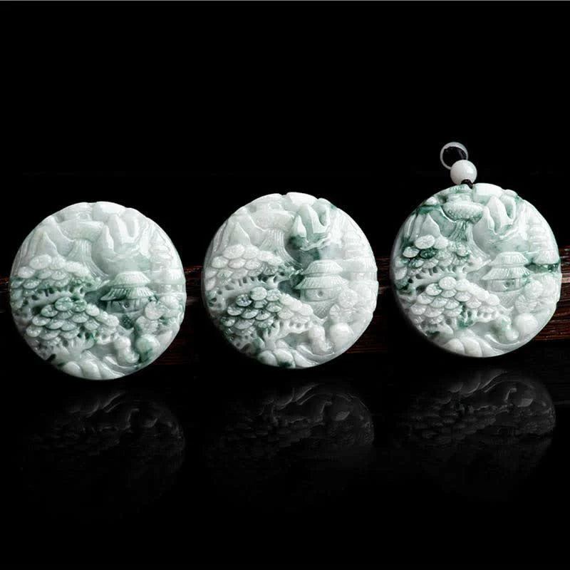 Buddha Stones Mountain Landscape Jade Abundance String Necklace