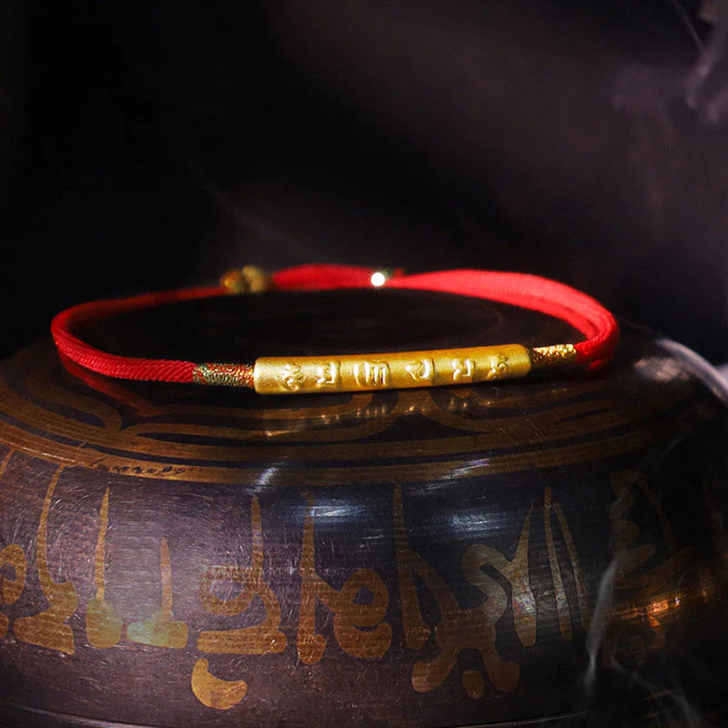 Buddha Stones Tibetan Buddhist Handmade Mani Mantra Lucky Red String Bracelet
