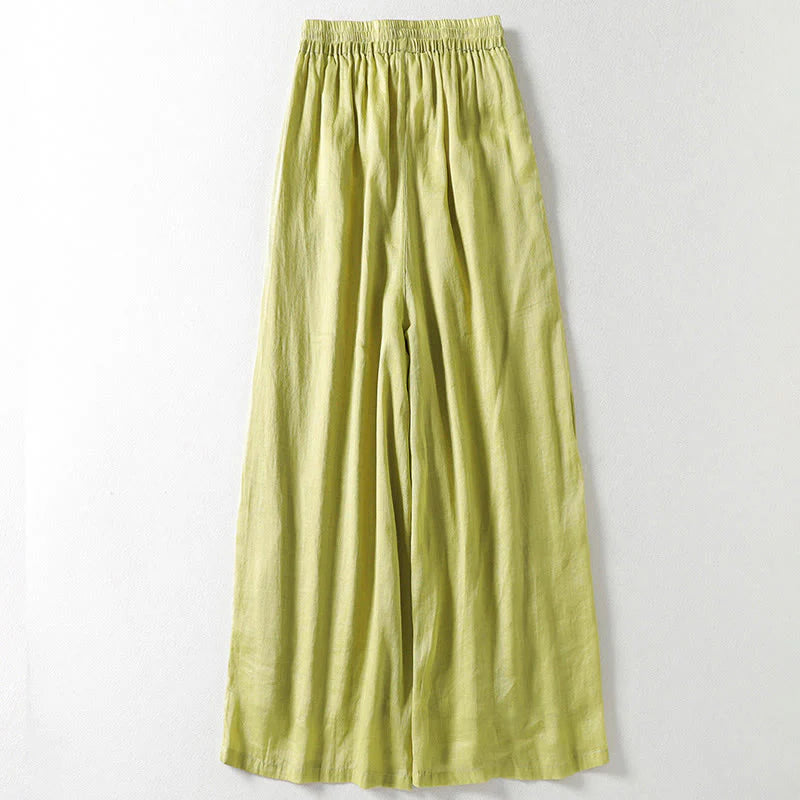 Buddha Stones Solid Color Lace-up Women's Wide Leg Pants