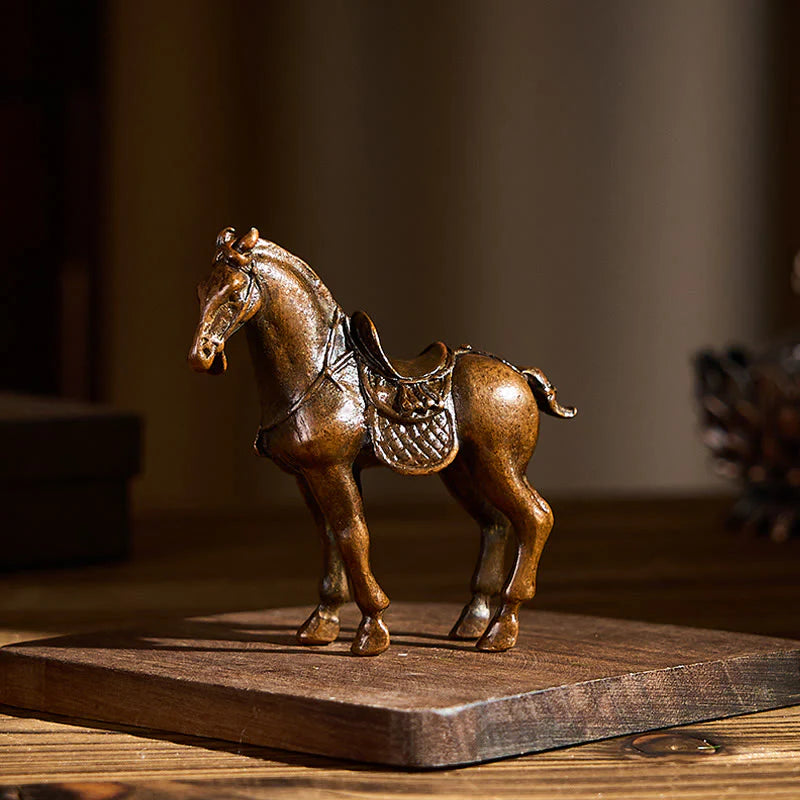 Buddha Stones Ancient Year of the Horse Alloy Home Decoration 7.5*2.6*7 cm