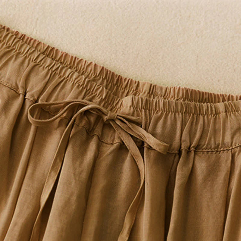 Buddha Stones Summer Elastic Waist Cotton Women's Capri Cropped Harem Pants With Pockets