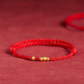 Buddha Stones 925 Sterling Silver Plated Gold Beads Red String Connection Adjustable Bracelet