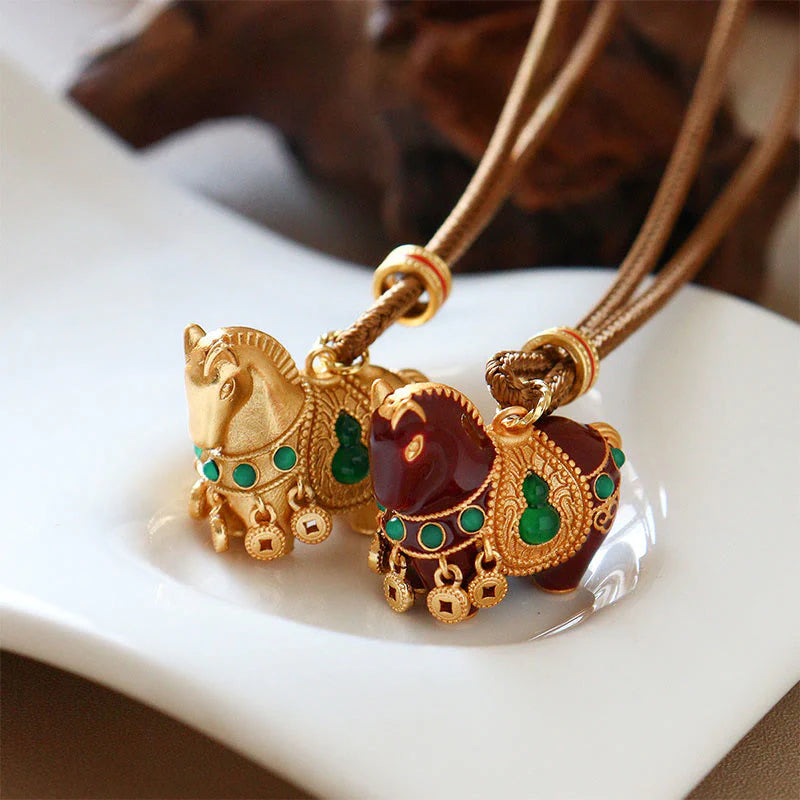 Buddha Stones Year Of The Horse Copper Brass Balance Necklace Pendants