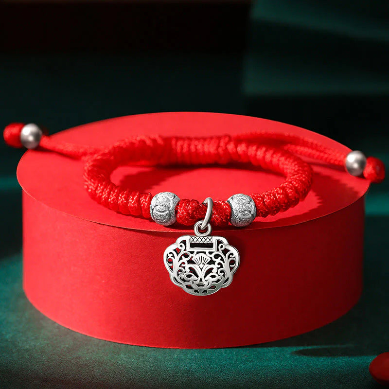 Buddha Stones 925 Sterling Silver Chinese Lock Charm Multicolored Red String Protection Handmade Braided Kids Bracelet (Extra 35% Off | USE CODE: FS35)
