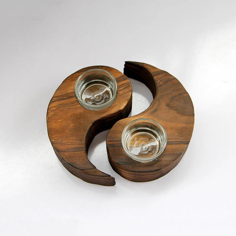 Buddha Stones Yin Yang Wood Candle Holder Meditation Rituals Use Items (Extra 35% Off | USE CODE: FS35)