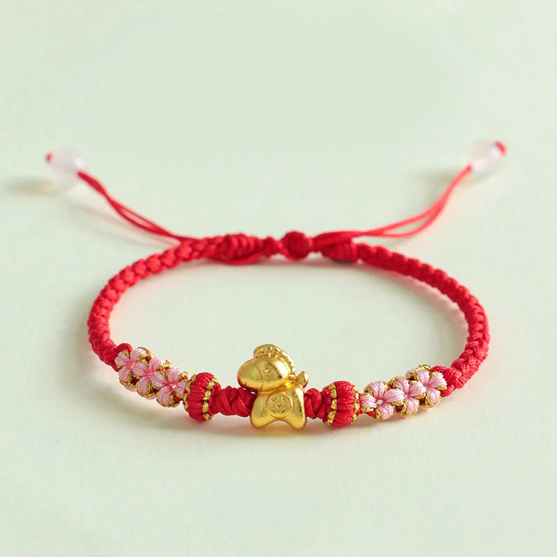 Buddha Stones Year Of The Horse Multicolored String Peach Blossom Knot Red String Luck Bracelet