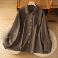 Buddha Stones Casual Women's Long Sleeve Stand Collar Cotton Polyester Shirt With Pockets