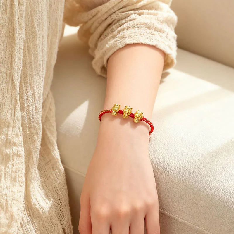 Buddha Stones Fu Character 999 Sterling Silver Year Of The Horse Prosperity Red String Bracelet
