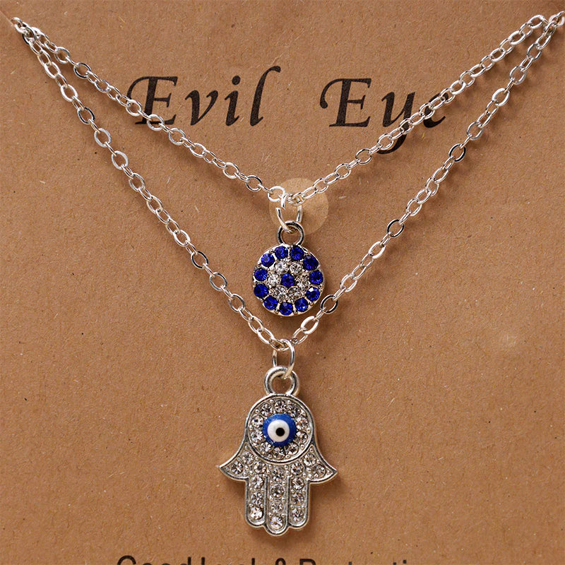 Buddha Stones Evil Eye Hamsa Symbol Blessing Luck Chain Necklace Pendant (Extra 35% Off | USE CODE: FS35)