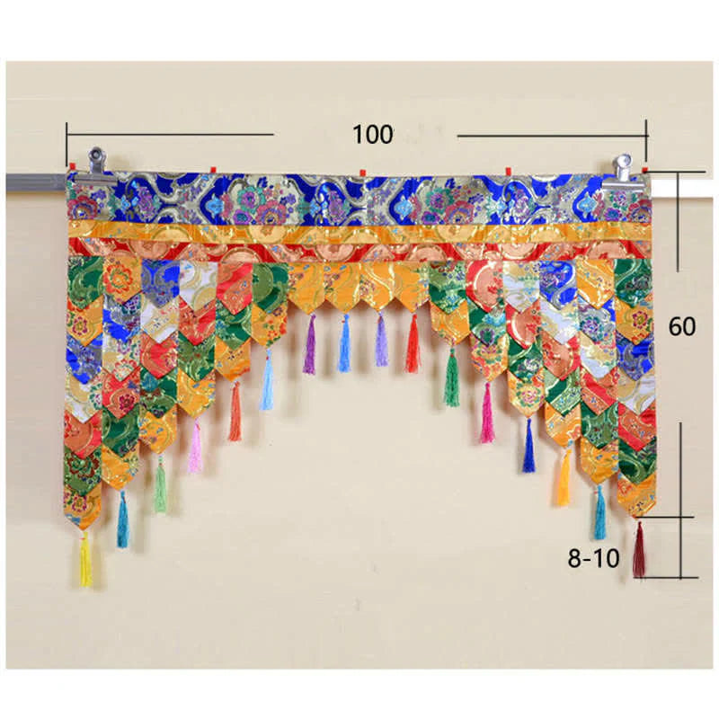 Buddha Stones Tibetan Five Colors Hanging Curtain Prayer Altar Healing Meditation Curtain