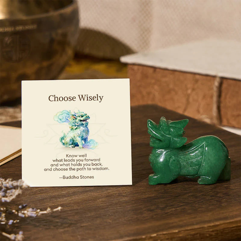 Buddha Stones Choose Wisely Natural Small PiXiu Green Aventurine Luck Decoration Includes Gift Message Card