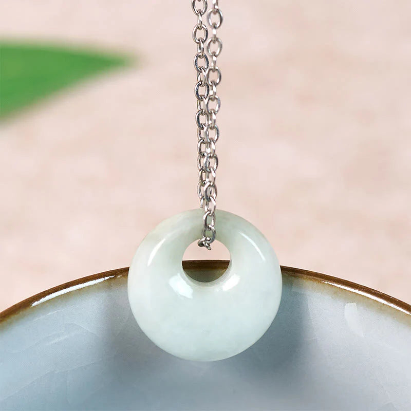 Buddha Stones Round Buckle Jade Luck Necklace Pendant