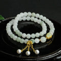 Buddha Stones Natural Tianshan Jade Lotus Gourd Double Circle Prosperity Bracelet