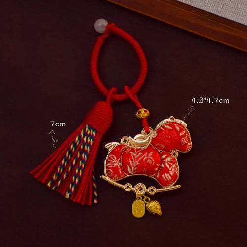 Buddha Stones Year Of The Horse Embroidery Freedom Key Chain