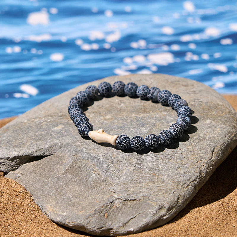 Buddha Stones Natural Agate Stone Shark Wisdom Bracelet