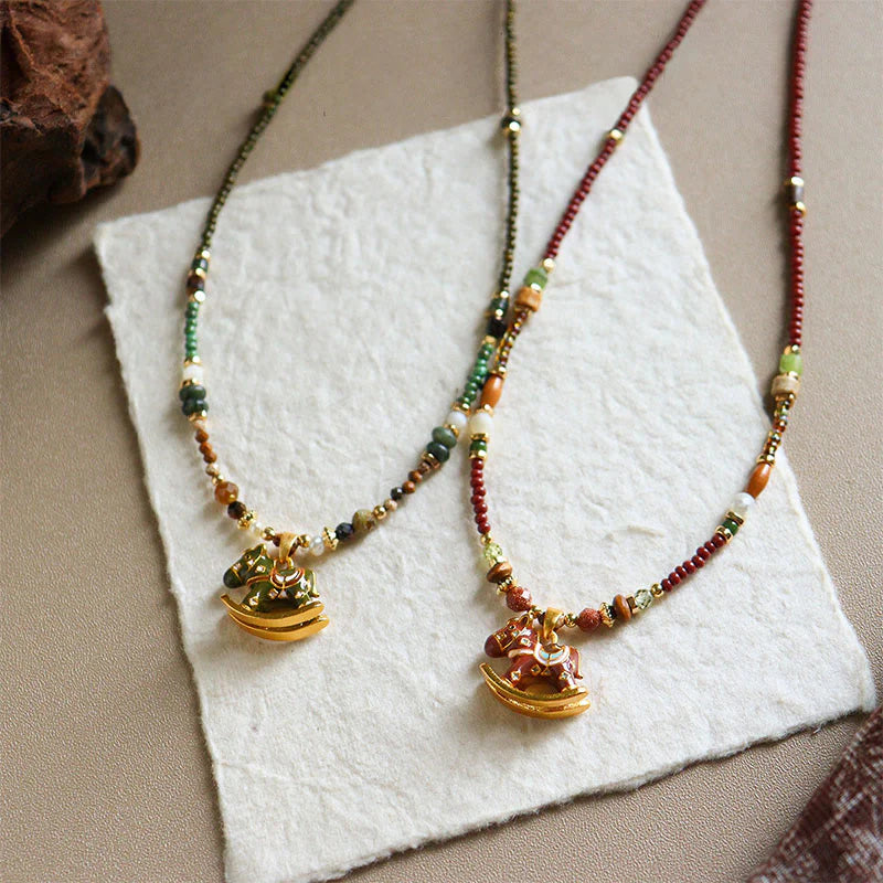 Buddha Stones Year Of The Horse Copper Tiger Eye Various Beads Balance Necklace Pendants