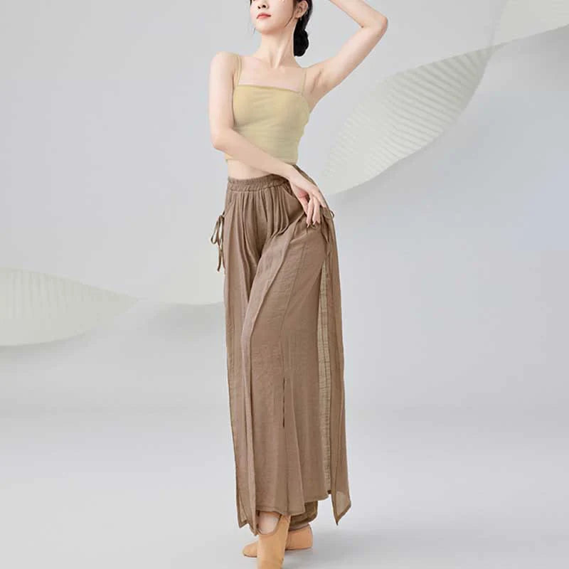 Buddha Stones Solid Color Loose Cotton Linen Wide Leg Pants For Yoga Classical Dance (Extra 35% Off | USE CODE: FS35)