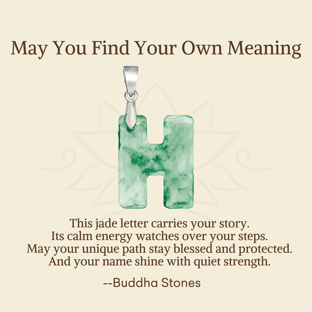 Buddha Stones May You Find Your Own Meaning Natural A-Z Letter Jade 925 Sterling Silver Chain Necklace Includes Gift Message Card
