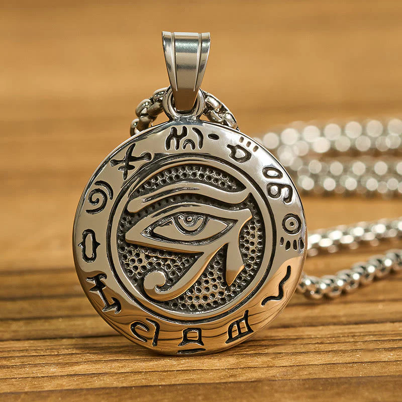 Buddha Stones Titanium Steel Evil Eye Balance Necklace Pendants