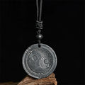 Buddha Stones Natural Authentic Shungite Stone Carved Yin Yang Protection Necklace Pendant