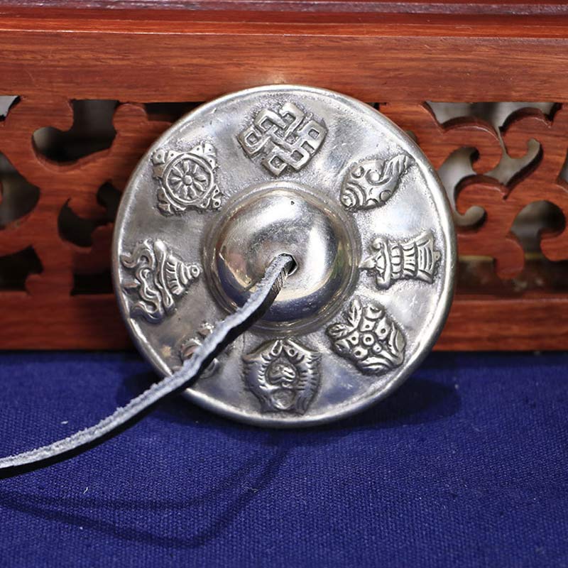 Buddha Stones Tibetan Tingsha Bell Six True Words White Copper Healing Decoration