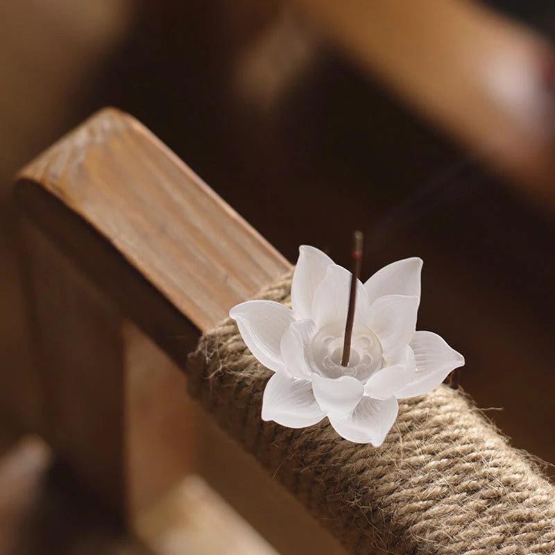 Buddha Stones Mini Lotus Liuli Crystal Healing Meditation Stick Incense Burner