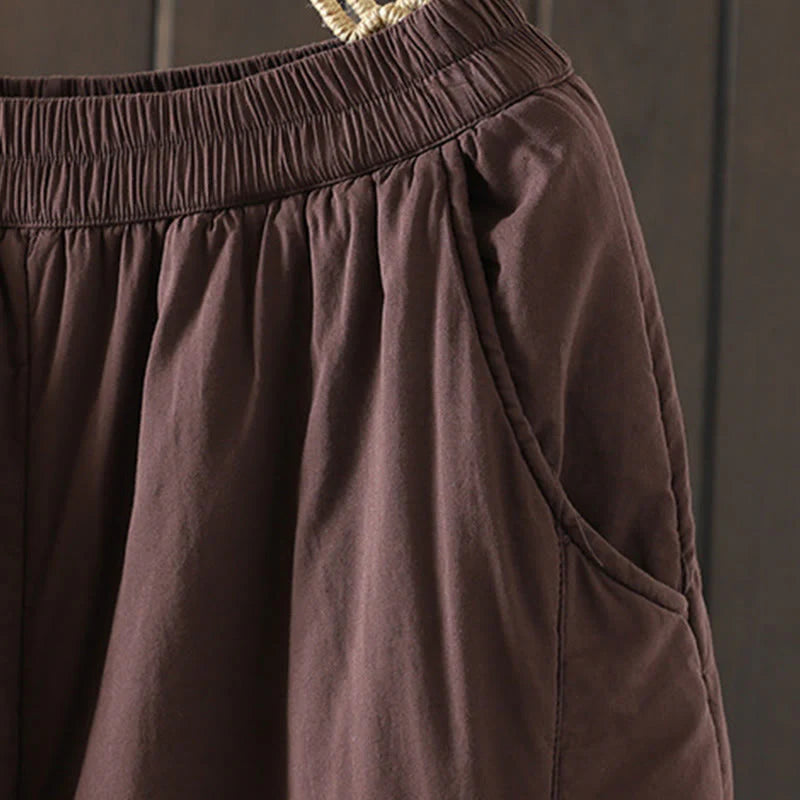 Buddha Stones Plain Warm Women's Harem Pants With Pockets