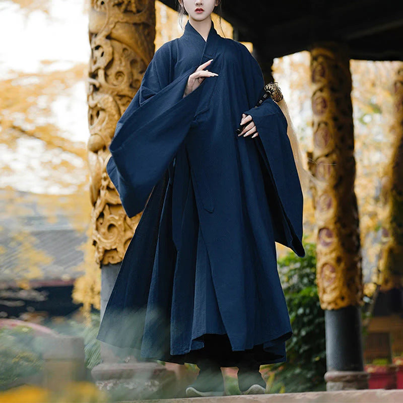 Buddha Stones Fall Winter Wudang Traditional Tai Chi Martial Arts Ceremony Linen Long Sleeve Unisex Taoist Long Robe