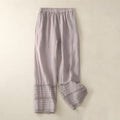Buddha Stones Spring Elastic Waist Lace Pleated Hem Cotton Women's Pants With Pockets