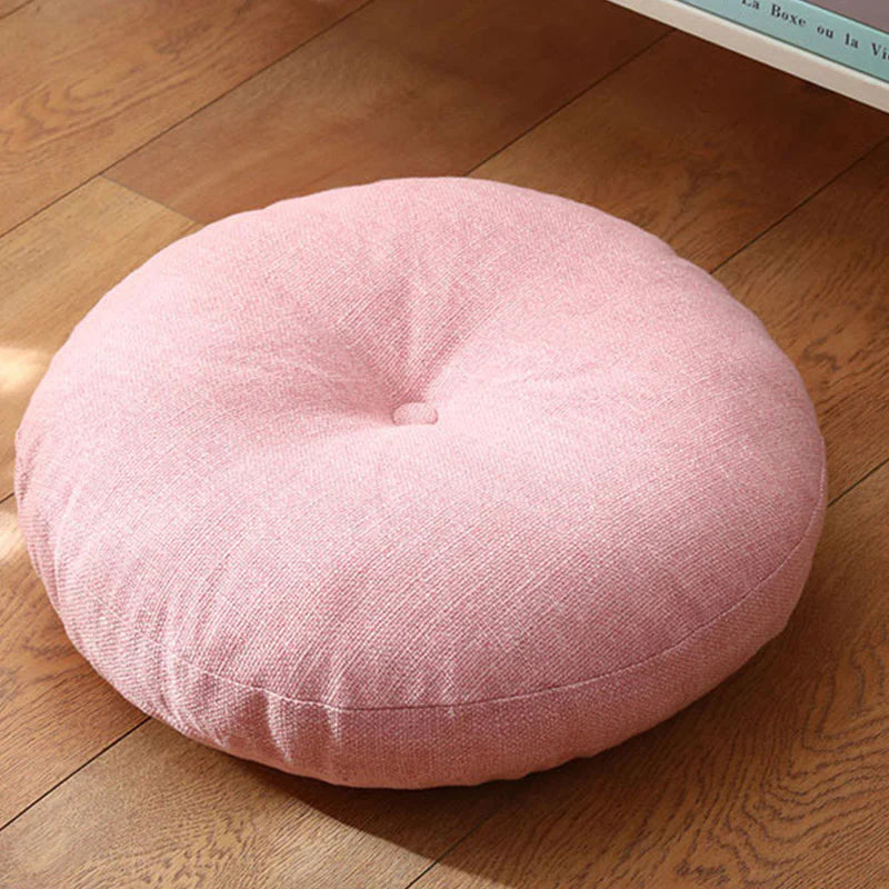 Buddha Stones Lotus Simple Pattern Linen Meditation Seat Cushion Home Living Room Decoration