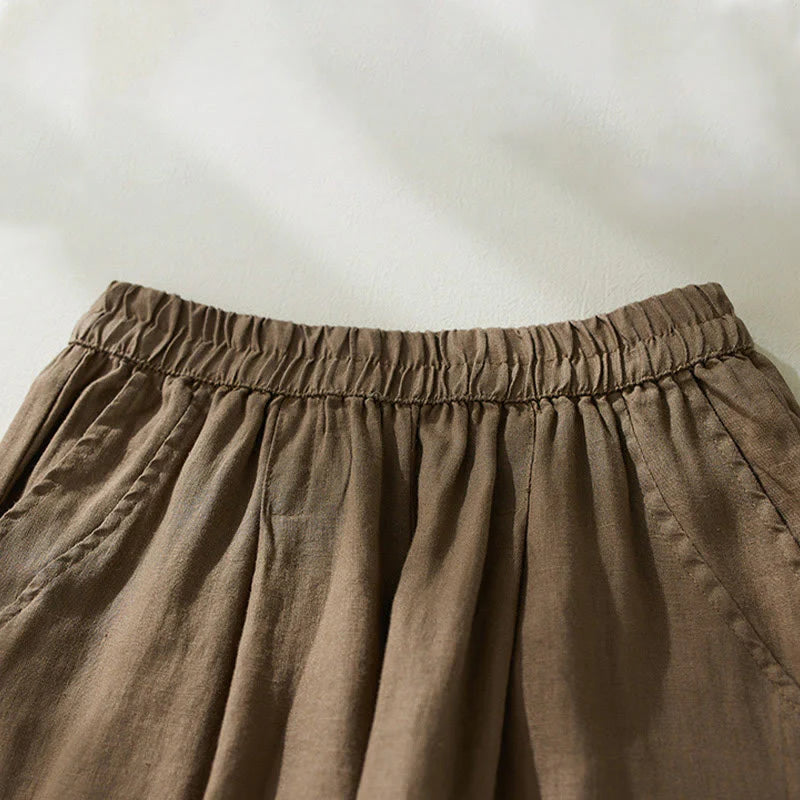Buddha Stones Commute Pure Color High Waist Women's Harem Pants With Pockets